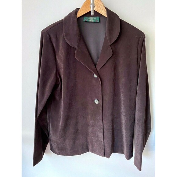 Vintage ORVIS Women's Chocolate Brown 2 Button Soft Blazer Jacket - Picture 1 of 7